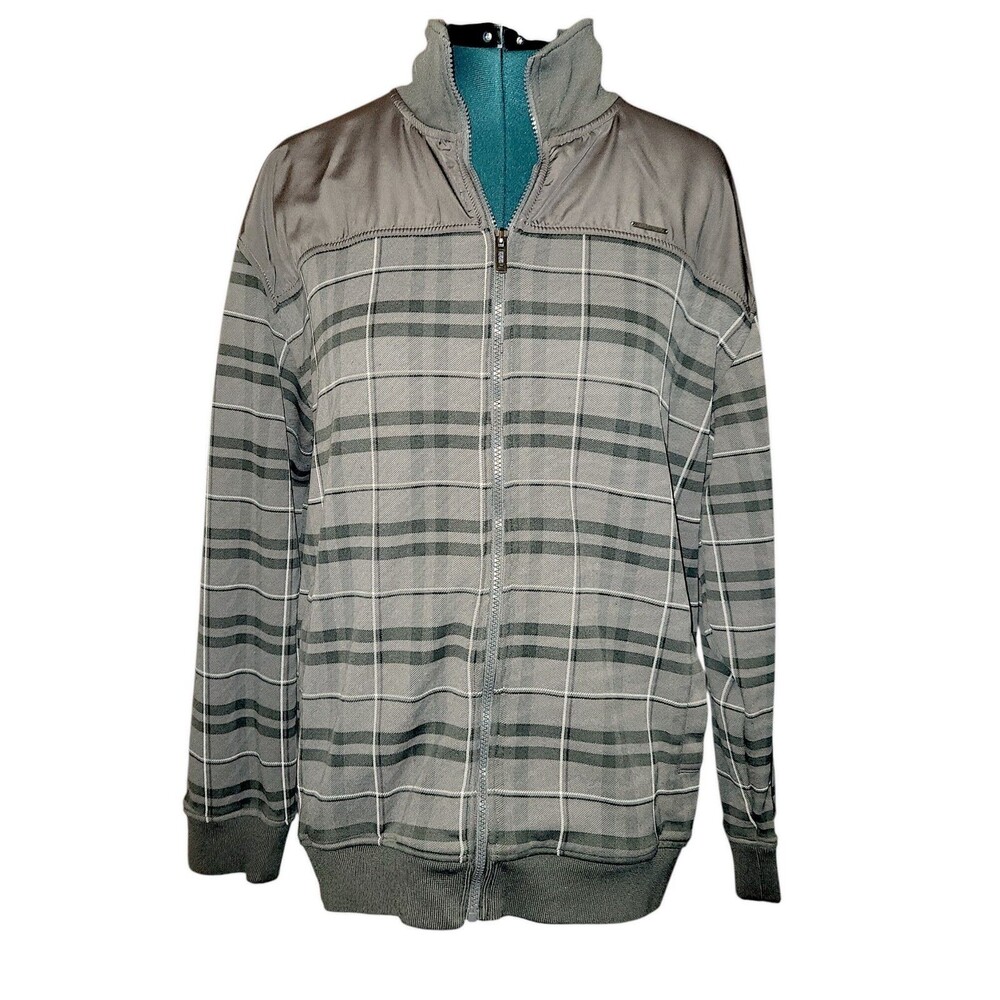 Men's Ecko Unltd Full-Zip Lightweight Jacket Size XL Green Plaid Pockets Blend